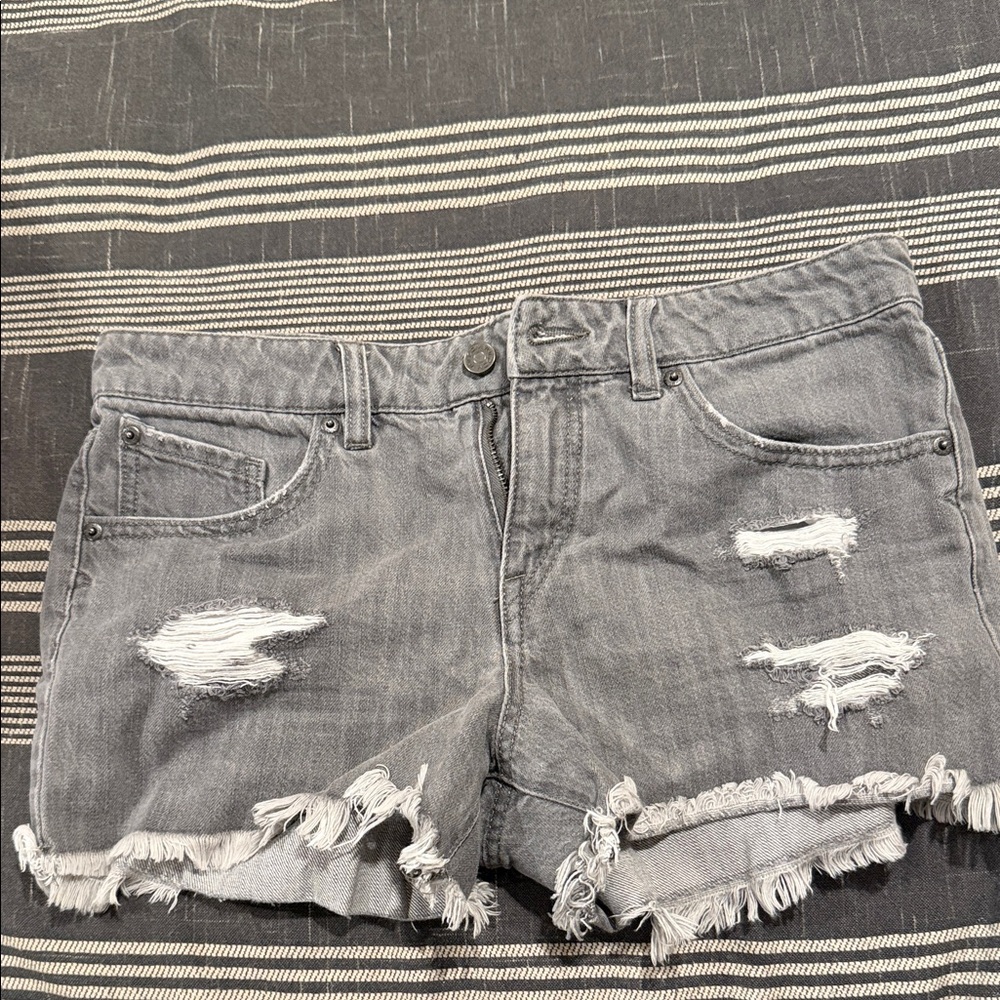 Volcom Frayed Hem Gray Jean Shorts